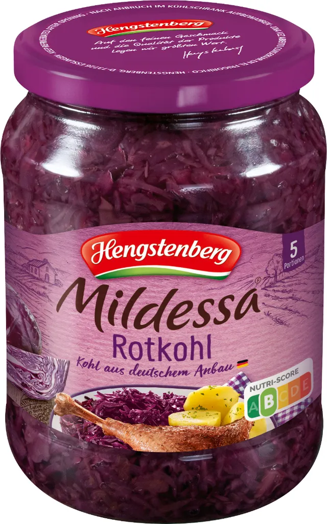 Hengstenberg Mildessa Red Cabbage, mild red cabbage, ready to eat, 680g