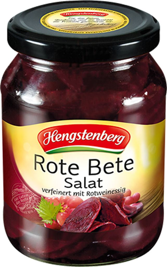Hengstenberg Beetroot Salad refined with red wine vinegar in a glass jar 330g