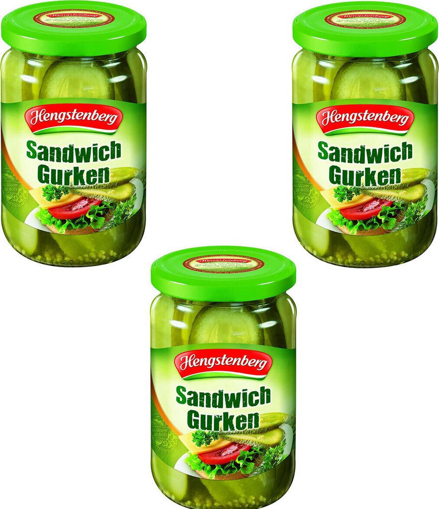 Hengstenberg Sandwich Pickle, Juicy and Spicy, in a Jar, 370g, 3-Pack 1110g