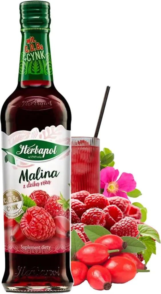 HERBAPOL - LUBLIN S.A. Herbapol Raspberry Rosehip Syrup 420ml - Drinking syrup for water with vitamin C 420 ml