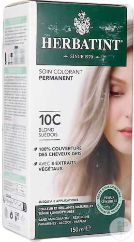 Herbatint Permanent Hair Coloring Gel for Sensitive Skin 10C Swedish Blonde 150ml