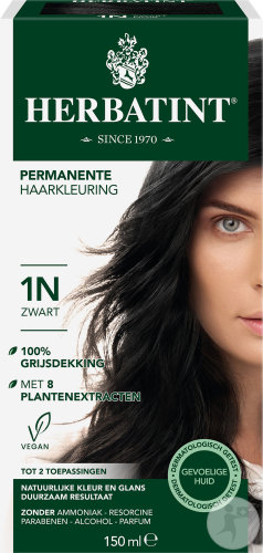 Herbatint Permanent Hair Color Gel For Sensitive Skin 1N Black 150ml