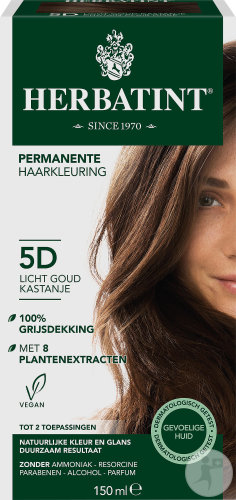 Herbatint Permanent Hair Color Gel For Sensitive Skin 5D Chestnut Brown Light Gold 150ml