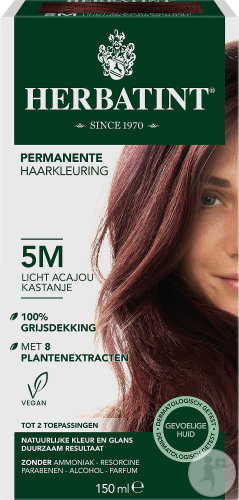 Herbatint Permanent Hair Coloring Gel For Sensitive Skin 5M Light Chestnut Brown Mahogany 150ml