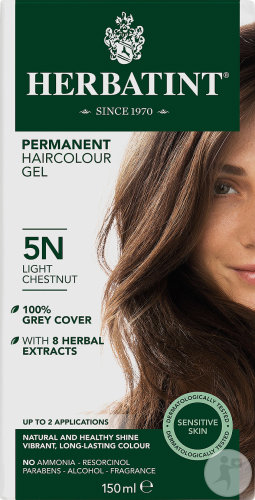 Herbatint Permanent Hair Color Gel For Sensitive Skin 5N Light Chestnut Brown 150ml