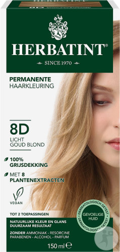 Herbatint Permanent Hair Color Gel For Sensitive Skin 8D Light Gold Blonde 150ml