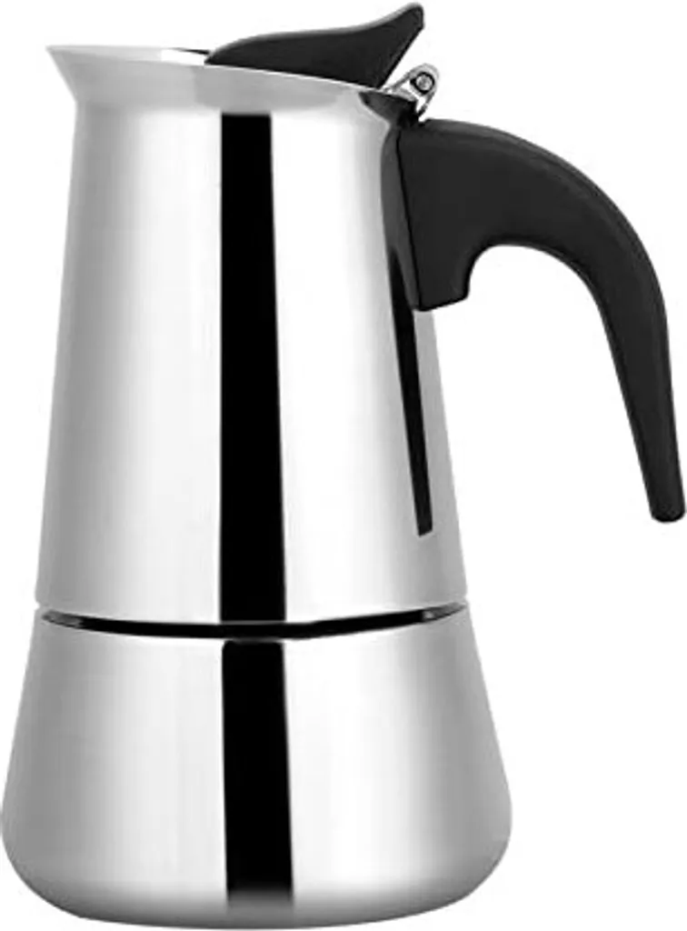 Locadence Stovetop espresso machine, large capacity, wide base, stainless steel moka pot, portable coffee pot for home, kitchen, camping (450 ml)