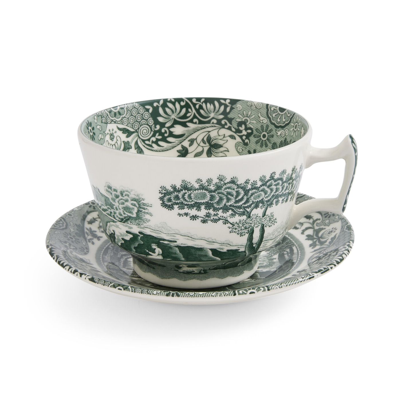 spode Heritage Green Italian Cup and Saucer, Green, Breakfast, 0.28 l