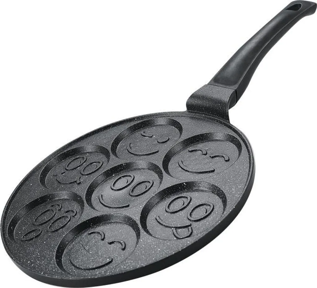 Herzberg HG-CP267SML: 26cm marble-coated pancake and crepe pan - 7 smiley emoji