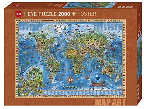 Heye 29846 Amazing World Standard 2,000 Pieces – Map Art – with Poster