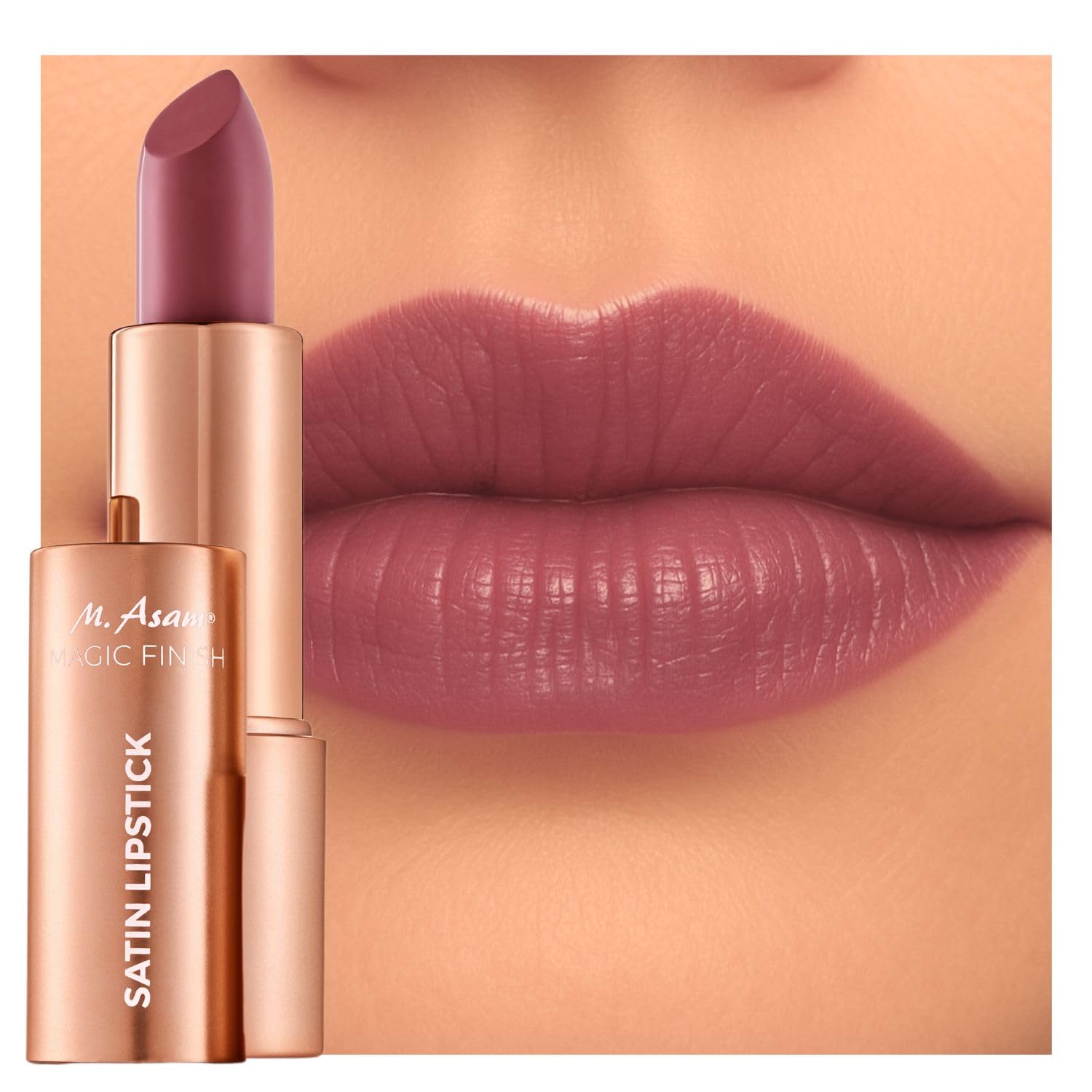 M. Asam Magic Finish Lipstick Satin Rosewood (4g) - Lipstick in Romantic Rosewood Shade, 4-in-1: Volume Peptide, Lip Balm, Moisture & Durability, Enhanced Lip Volume