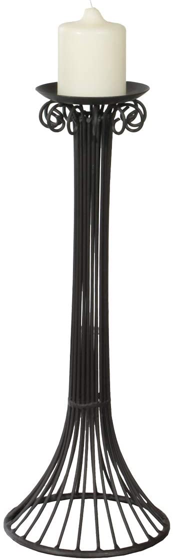 Candlestick Grata made of metal in black by Varia Living | Candlestick in a modern vintage shabby look | Modern candlestick for pillar candles | Tall table candlestick as a special gift (H 30 cm / Ø 12 cm)