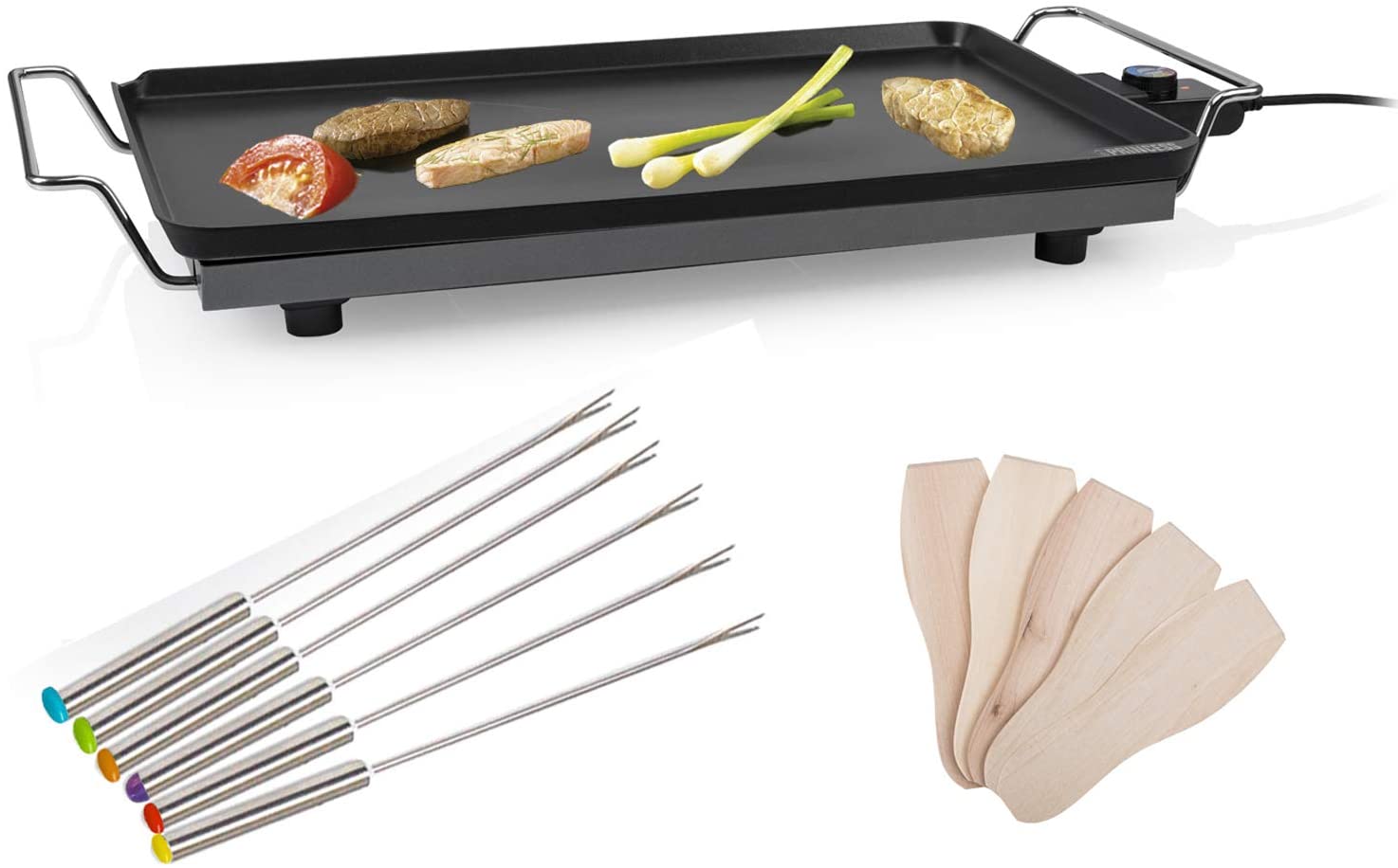 Princess Fun Cooking XL Teppanyaki Electric Barbecue with 6 Teppan Yaki Forks, Frying Surface 60