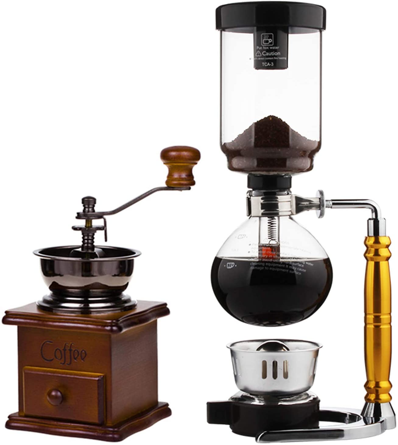 BNMY Vacuum Coffee Maker Siphon Coffee Machine Set Coffee Siphon Household Belgian Pot Royal Coffee Pot Brown