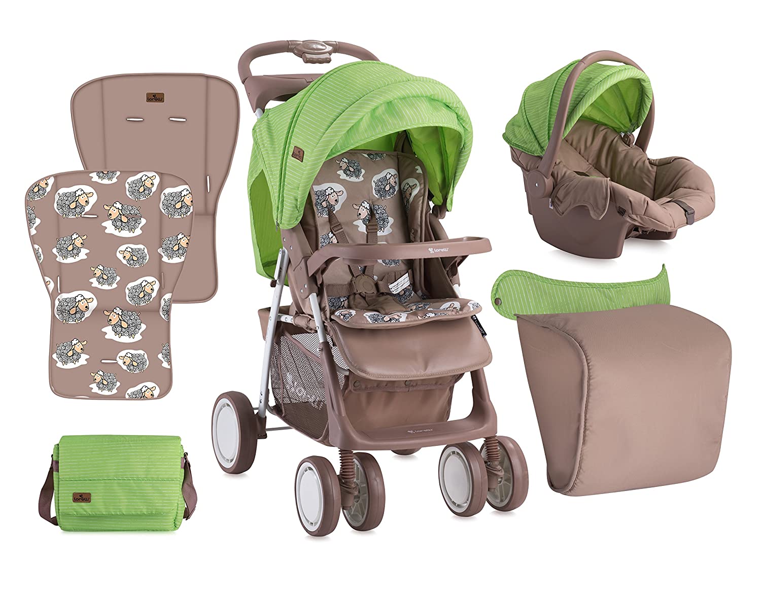 Lorelli Foxy Set 2 in 1 Combi Pushchair / Car Seat Green