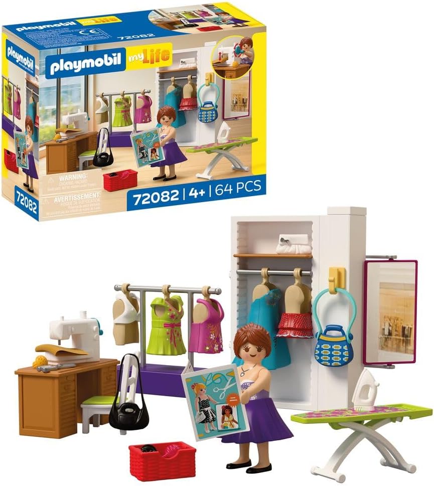 PLAYMOBIL MyLife 72082 Fashion Designer Sewing Studio with Sewing Machine and 6 Outfits Promotes Creativity Children\'s Toy from 4 Years