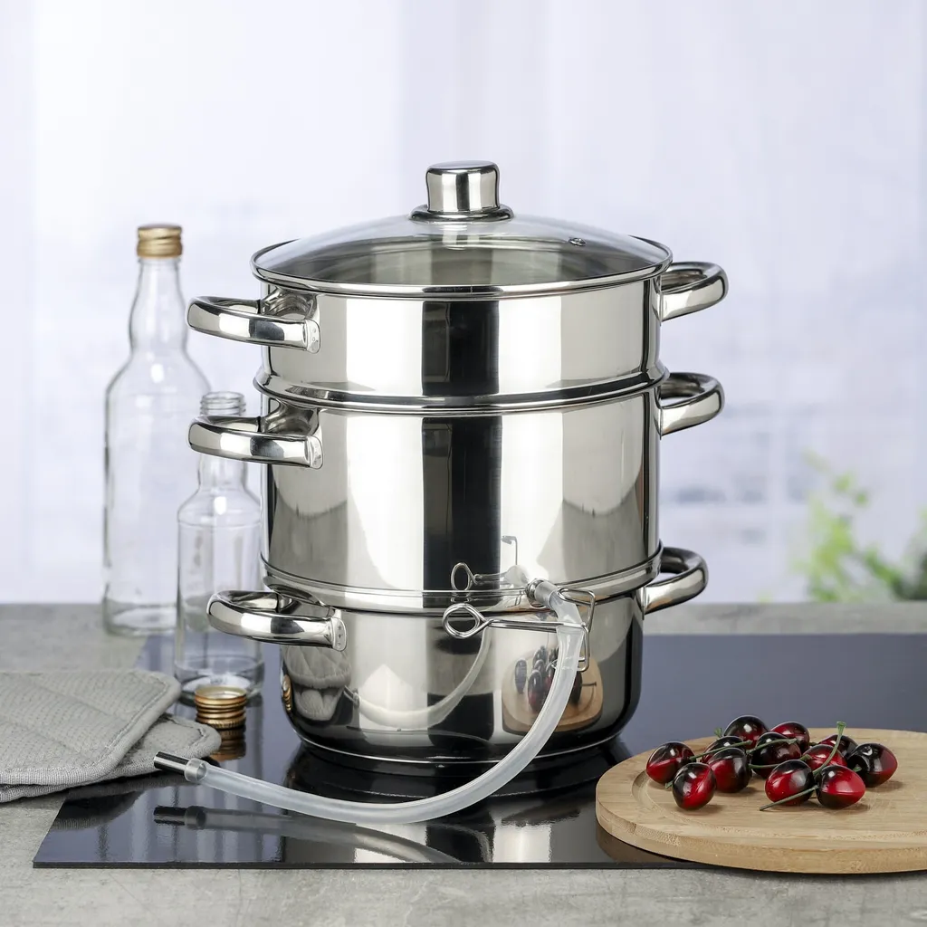 HI - Stainless steel juicer (dimensions approx. Ø 22cm, volume approx. 6 liters)