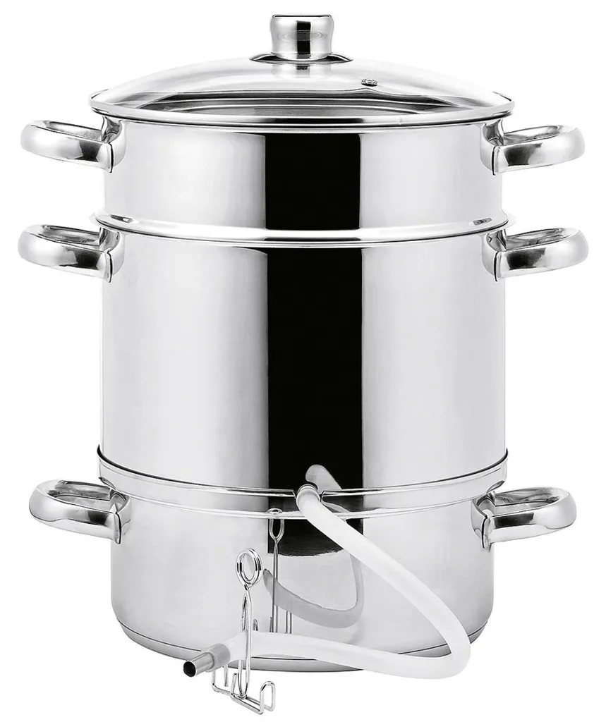 HI - Stainless steel juicer (dimensions approx. Ø 26cm, volume approx. 7.7 liters)