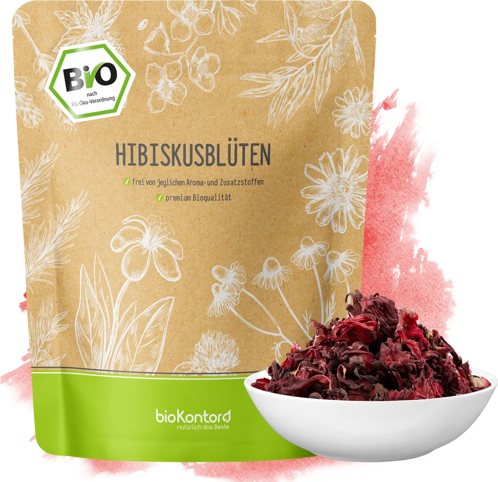 Whole dried hibiscus flowers 500g | 100% natural from bioKontor, organically grown 500g