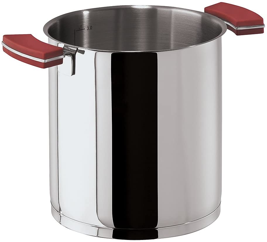 Sambonet High Stockpot 16 12 O\'Clock Stainless Steel / Silicone Red