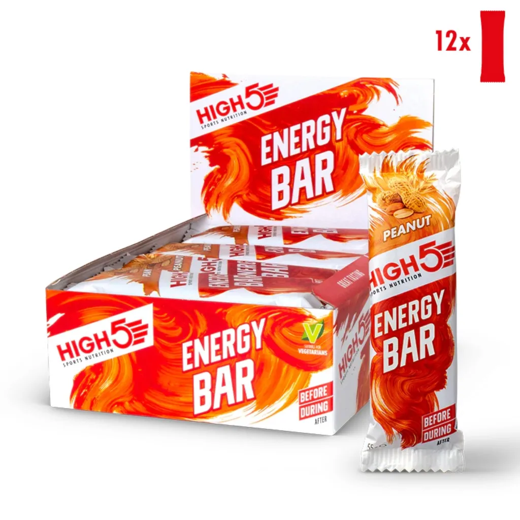 HIGH5 - Energy Bar - Energy bar with peanut butter - 12 x 55g - Soft bar with carbohydrates for long-lasting energy