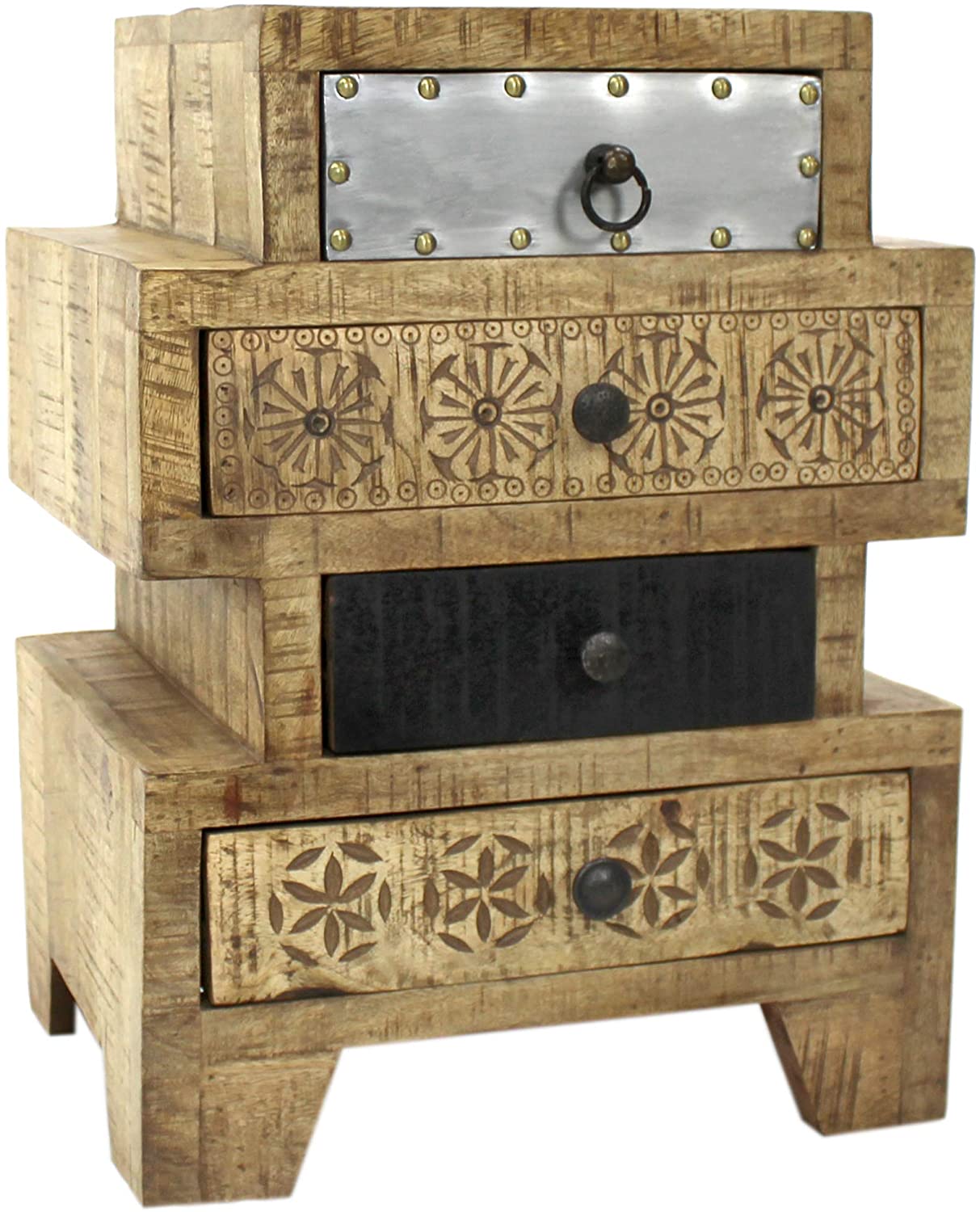 DARO DEKO Daro Deco Mango-Wooden Furniture Chest Of Drawers Abstract 4 Drawers