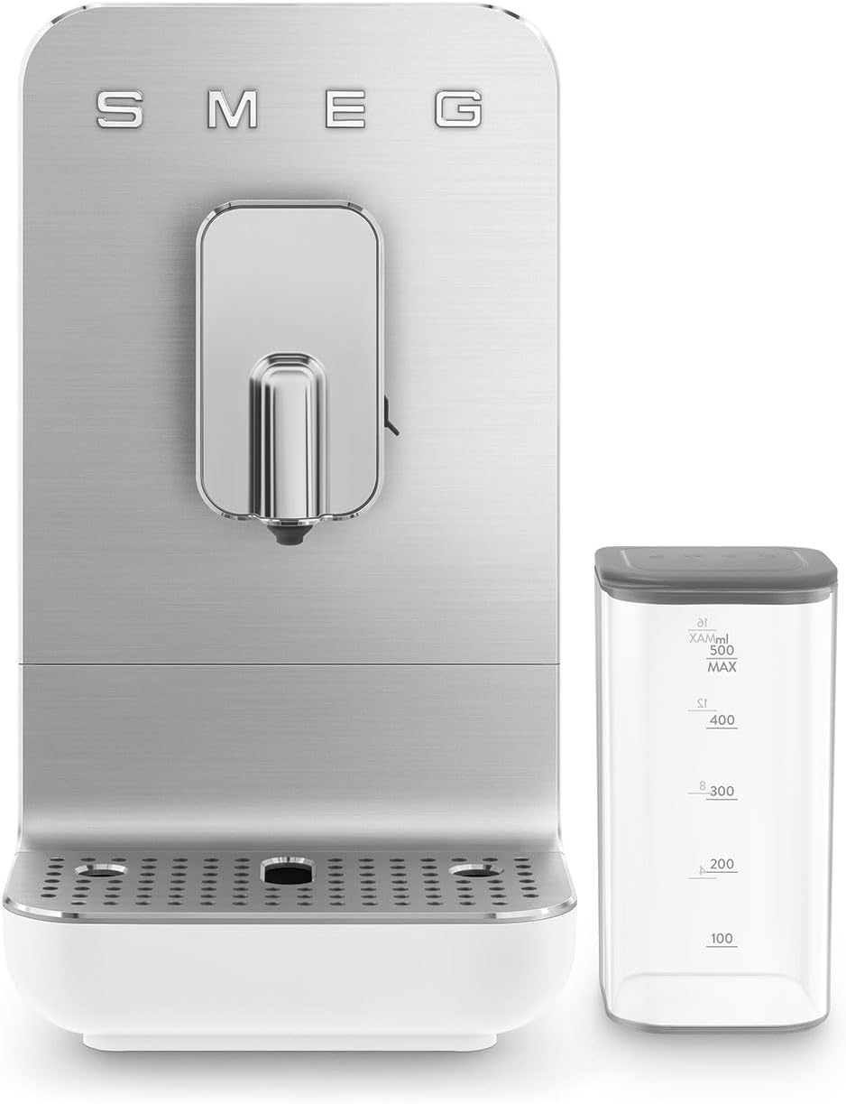 Smeg, Automatic Espresso Machine BCC13WHMEU, Milk System, Integrated Coffee Grinder, Thermoblock System, 1.4 L, Removable Drip Drawer, Compact Size, 1350 W, White