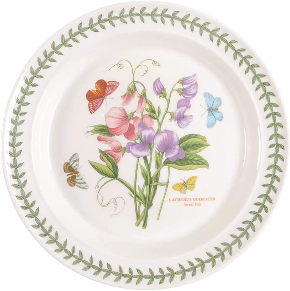 Portmeirion Botanic Garden 344655 Dinner Plate, 26.7 cm, Sweet Pea, White