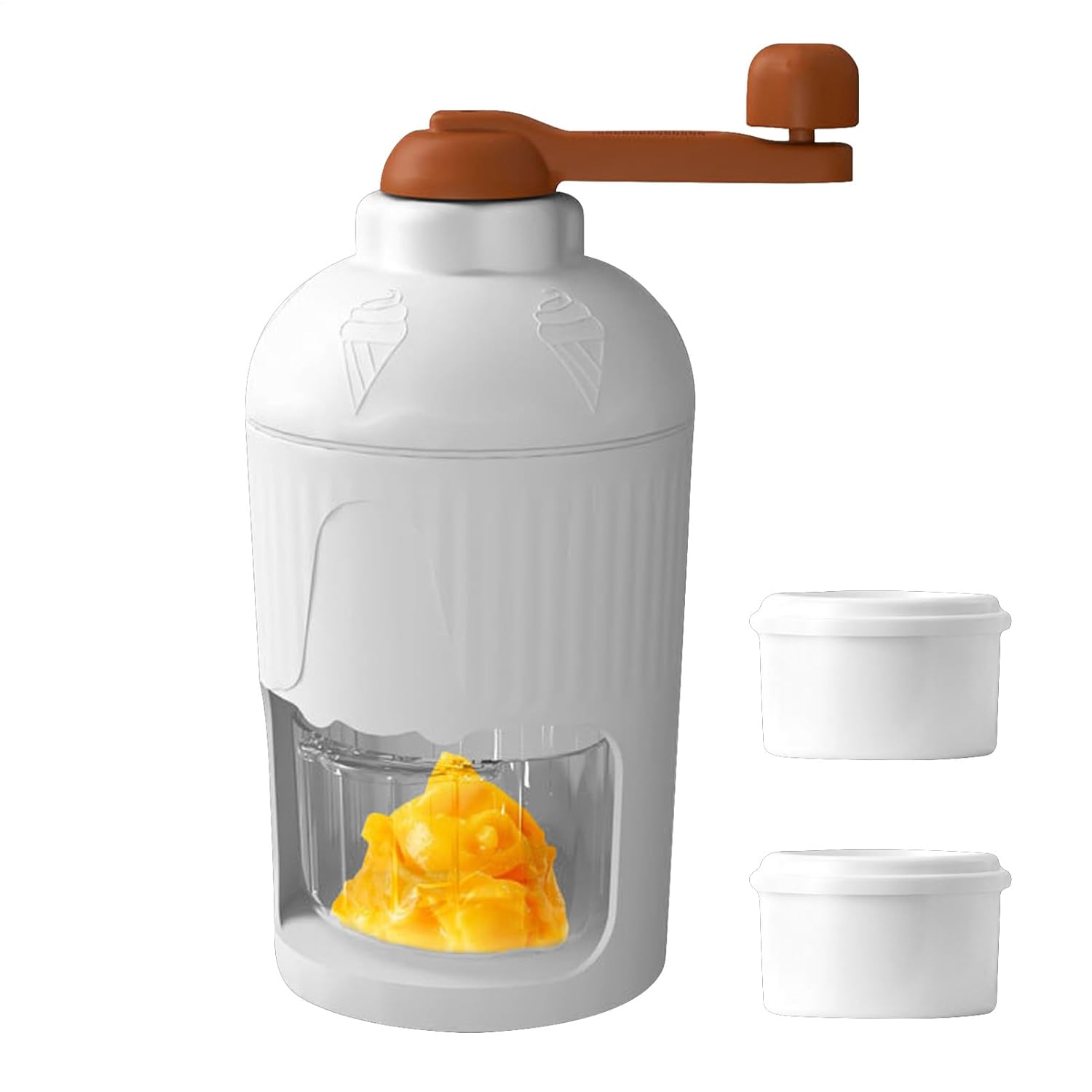 Manual Ice Machine, Hand-Crank Shaver, Portable Hail Crusher, Smoothies Maker, Sturdy Build, Easy, Includes Cube Tray, Perfect for Kitchen Picnic Outdoor, 4.33 x 8.27 inches