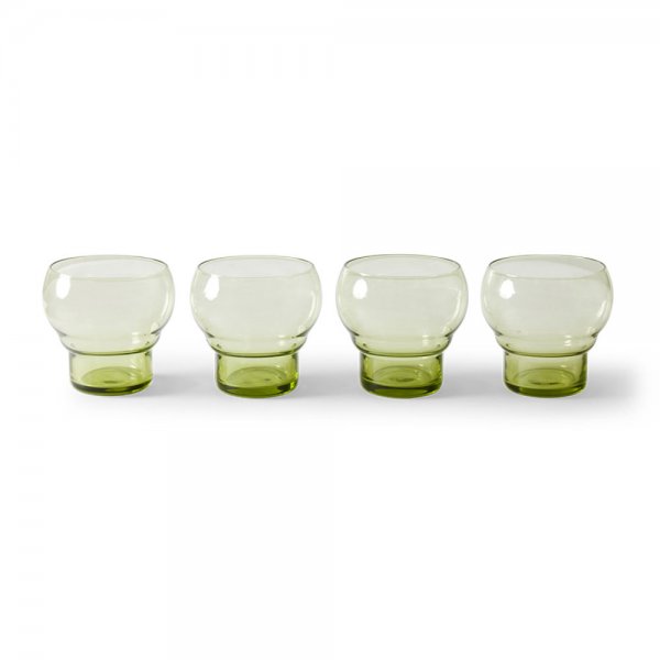 HKliving Bulb glasses 70s Glassware Mint Green 4-piece