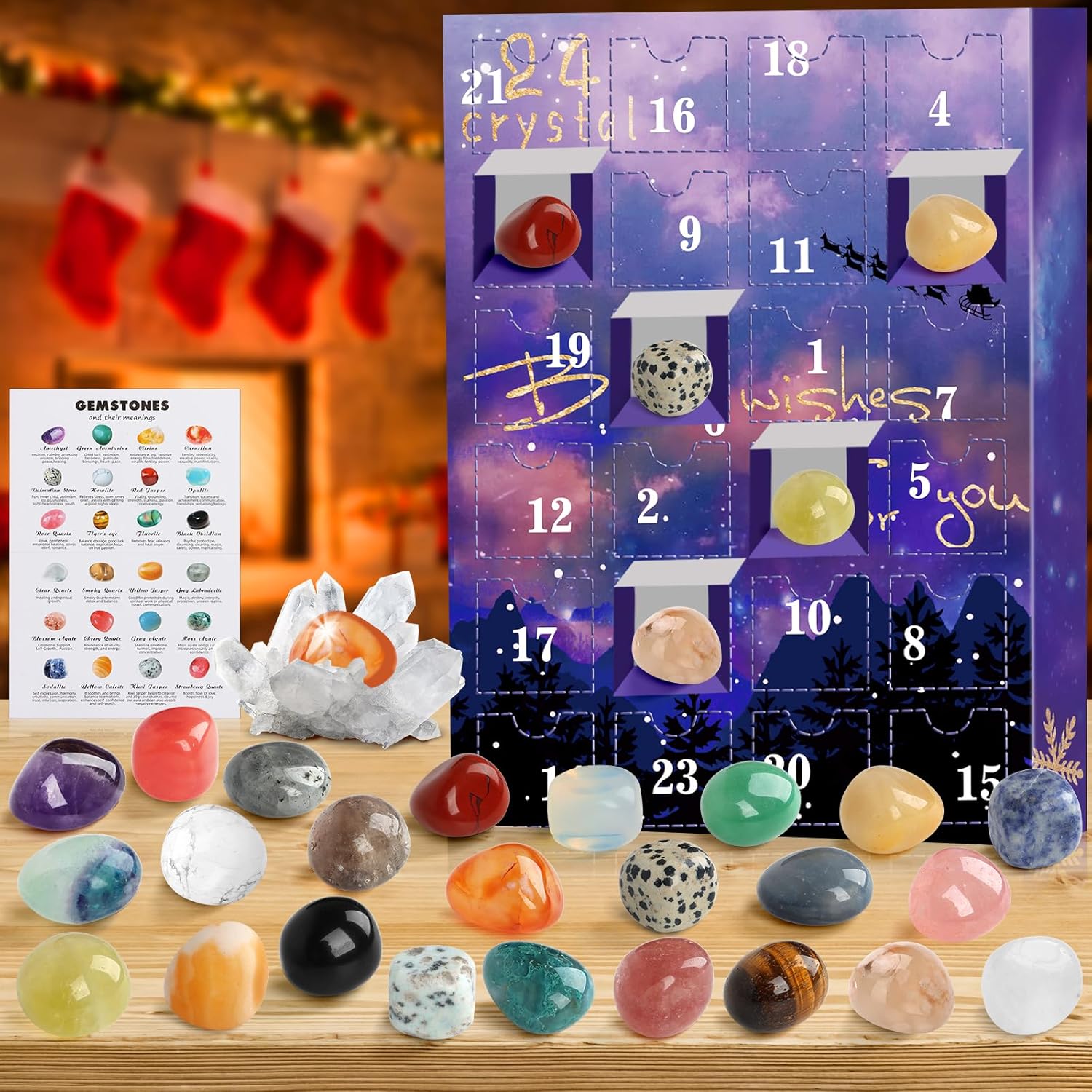 RAMXCION Advent Calendar 2024 Crystals for Children, 24 Crystals Minerals Gemstones Christmas Countdown Advent Calendar, Gemstone Christmas Advent Countdown Calendar for Boys Girls (#1)