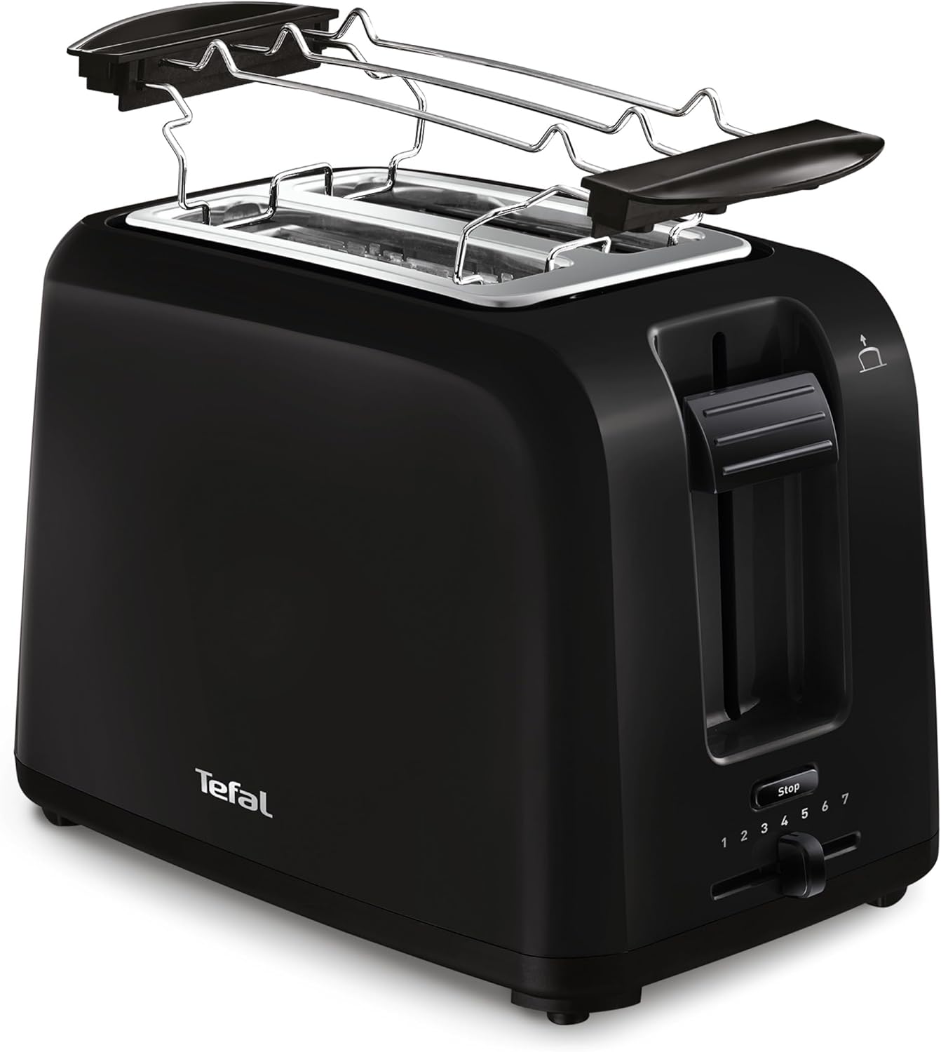 Tefal Store Tefal Vita TT1A2810 Two Slot Toaster, 7 Browning Levels, Centres Bread Slices, Lift, Stop Button, Defrost and Heat, Removable Crumb Tray, Black