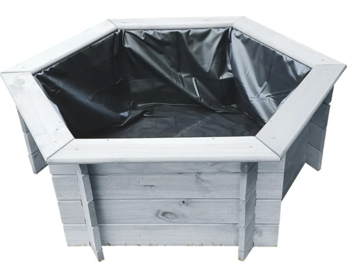 Promadino raised pond, 6-sided raised pond, grey with pond liner, 122 x 105 x 40 cm