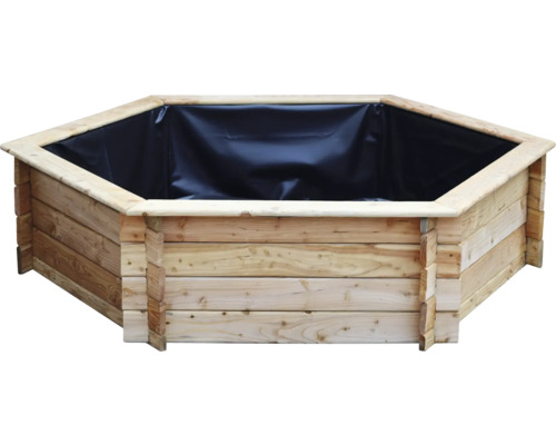 raised pond promadino mini pond 6-sided raised pond, natural, larch with pond liner 122 x 105 x 40 cm