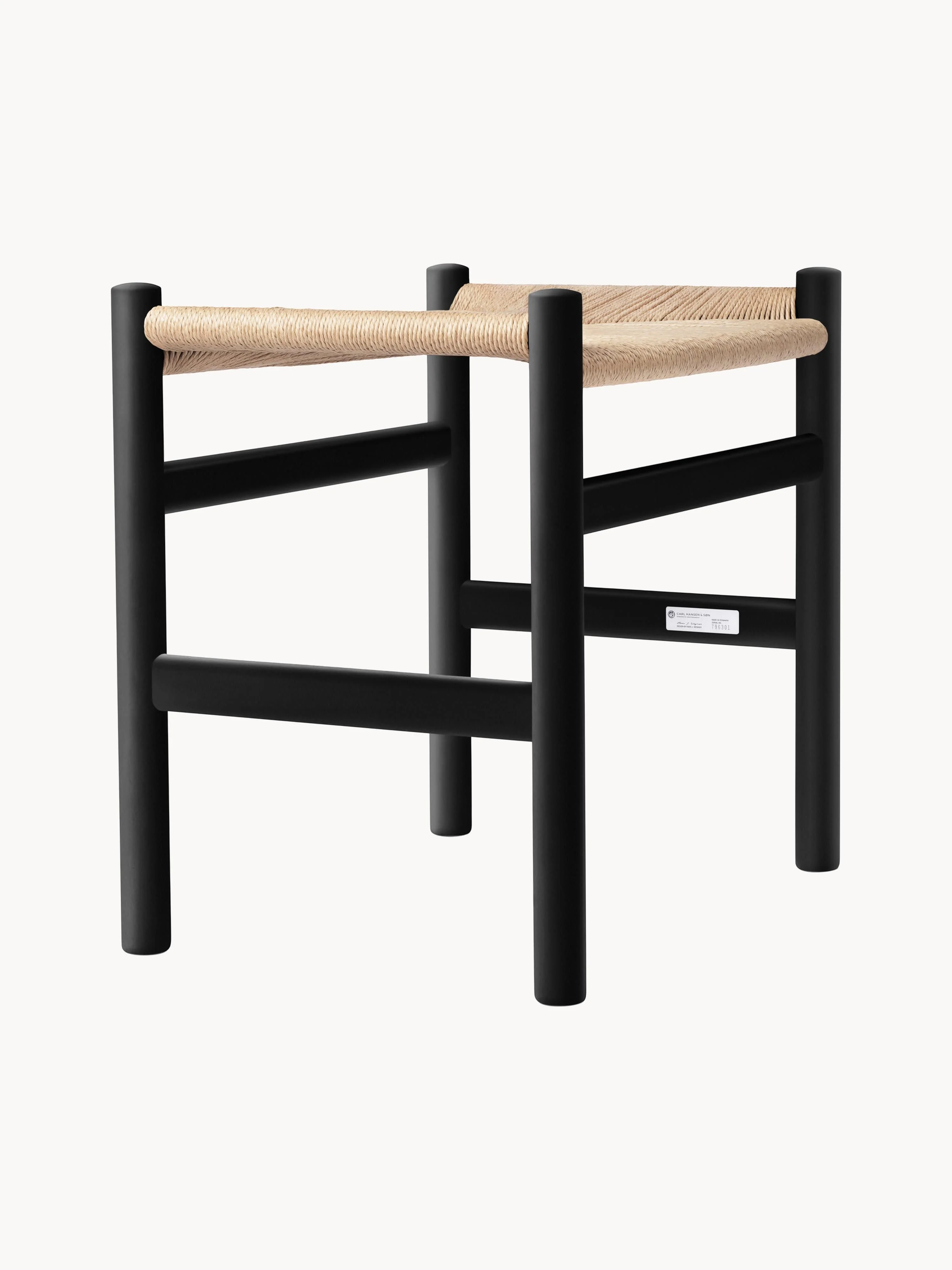 Carl Hansen & Søn Stool CH53 with hand-woven seat