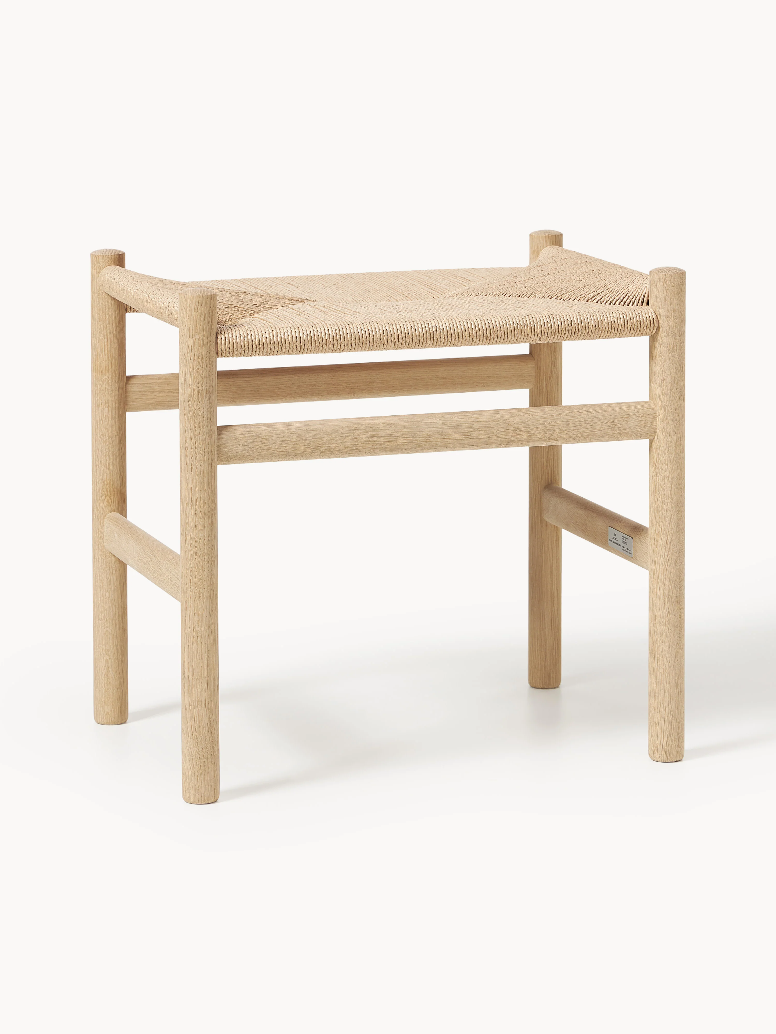 Carl Hansen & Søn Stool CH53 with hand-woven seat, Soaped beechwood, light beige