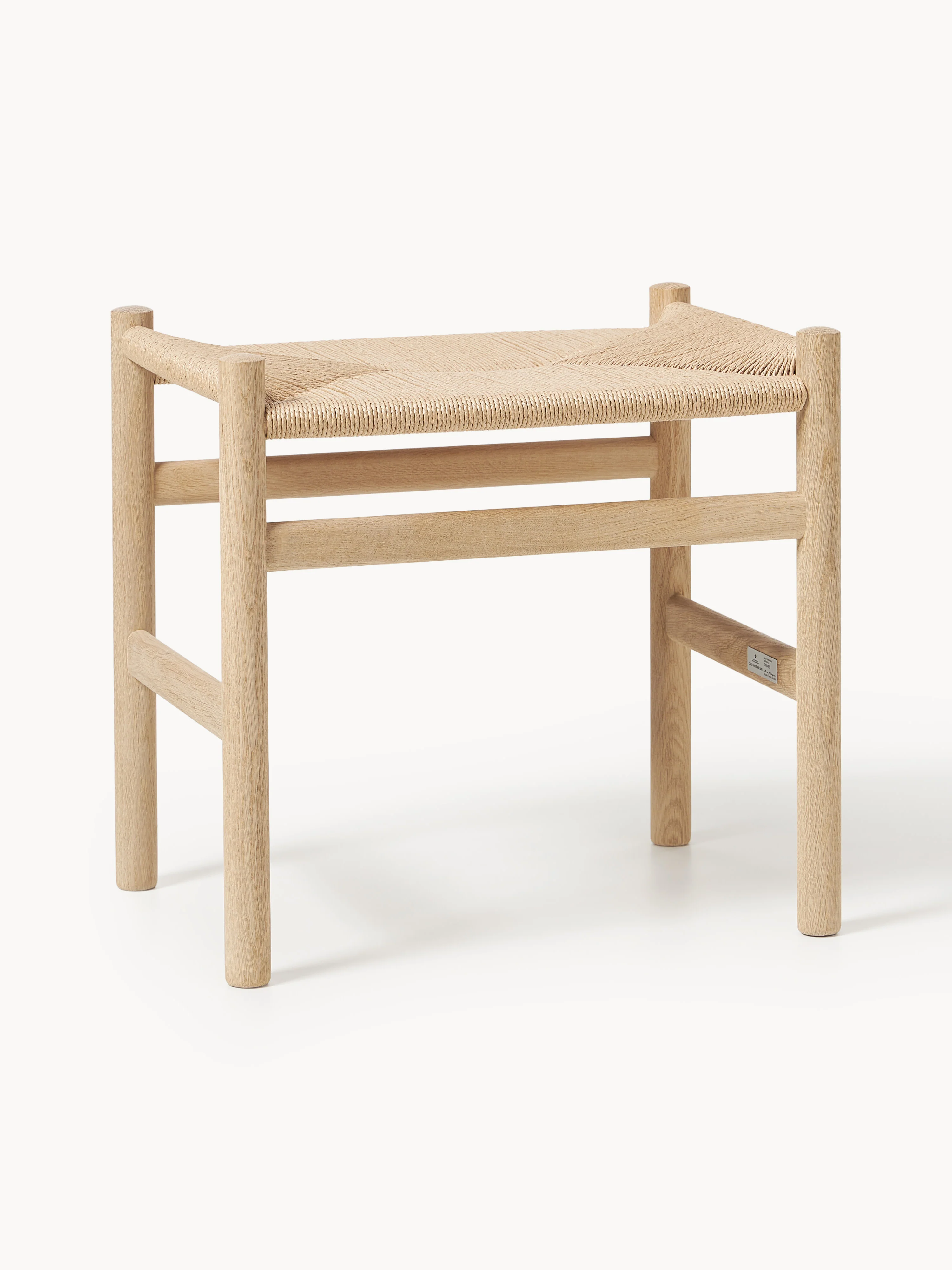 Carl Hansen & Søn Stool CH53 with hand-woven seat, Soaped beechwood, light beige
