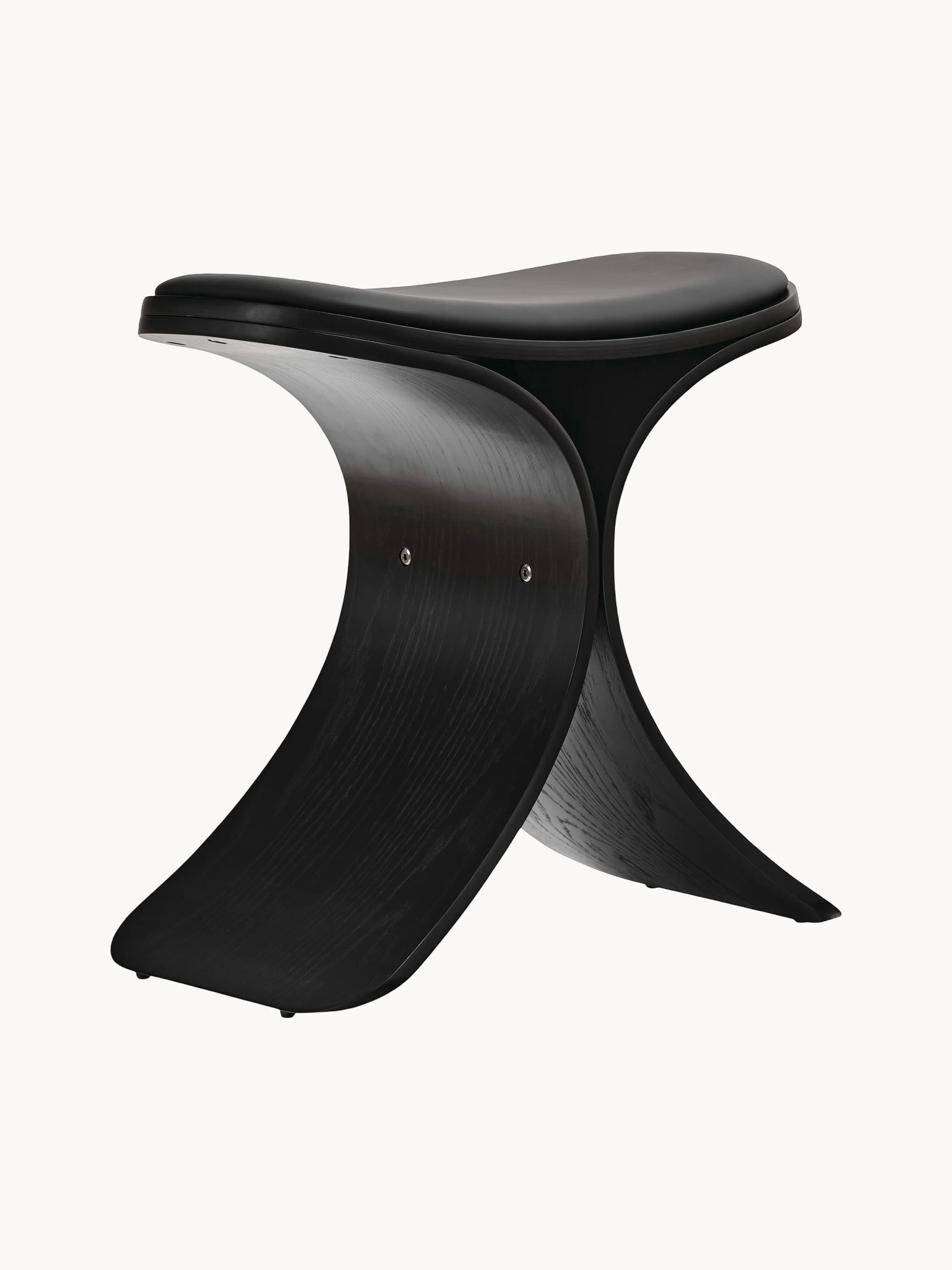 gejst Luno stool made of oak wood with leather seat, Black oak wood, black leather