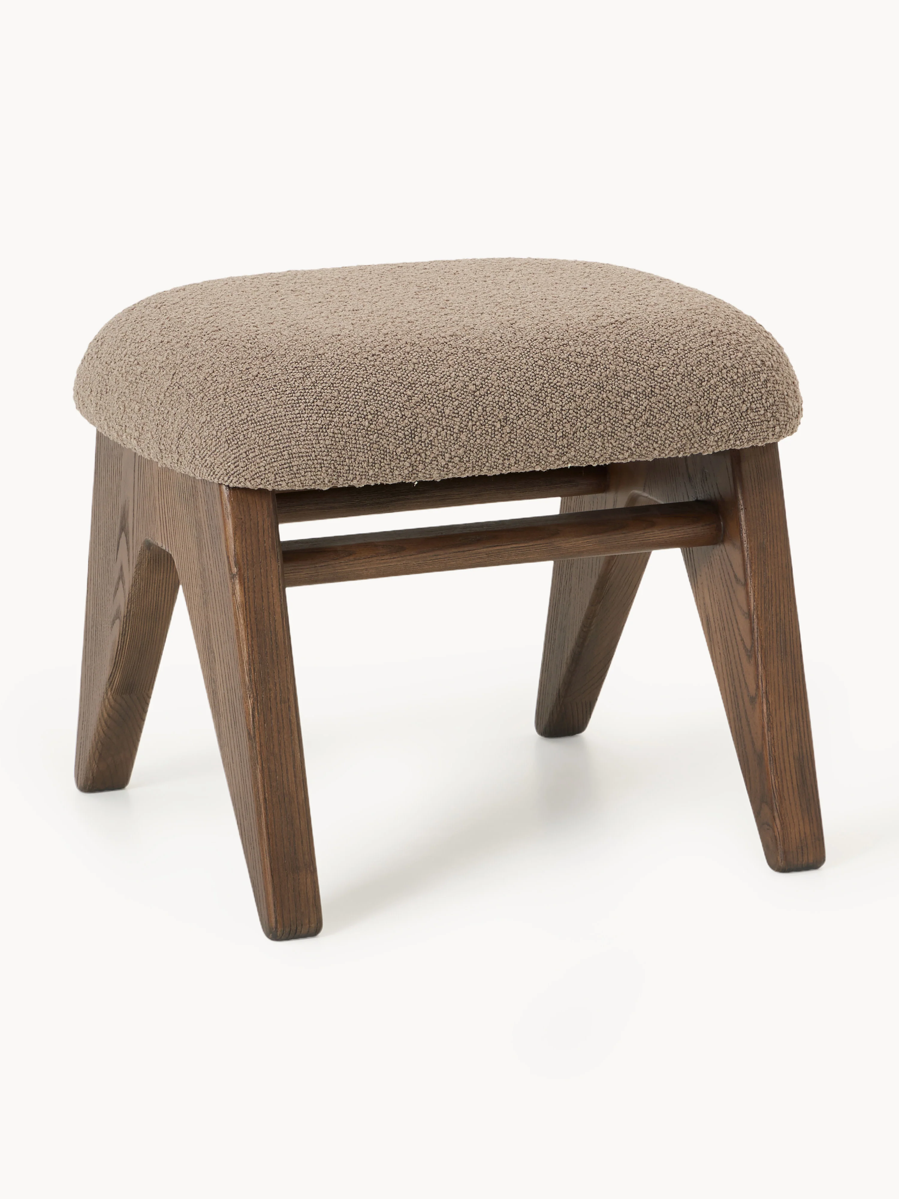 Westwing Collection Shenay stool made of ash wood with bouclé upholstery