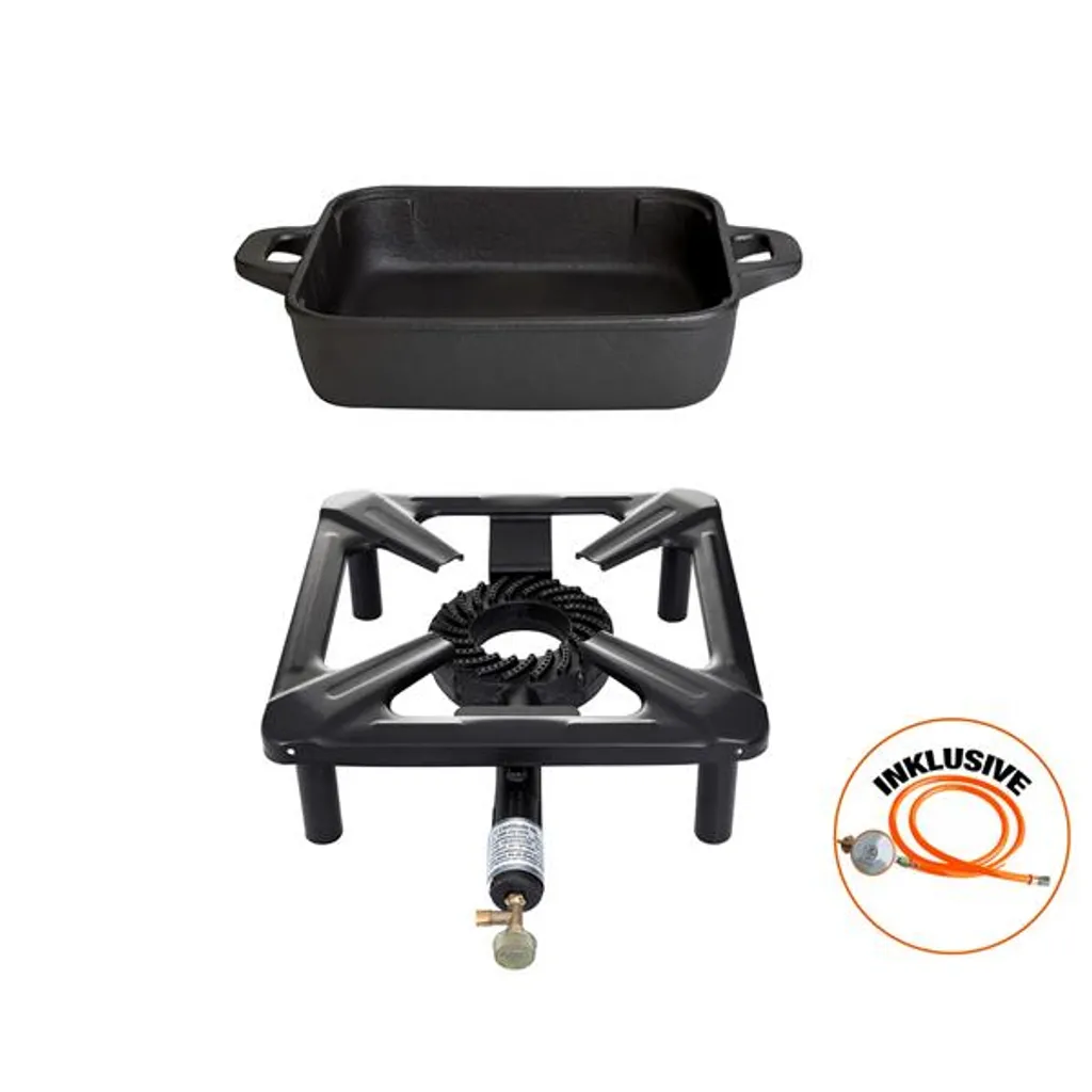 ALLGRILL Stovetop cooker set with cast iron pan 25 x 25 cm