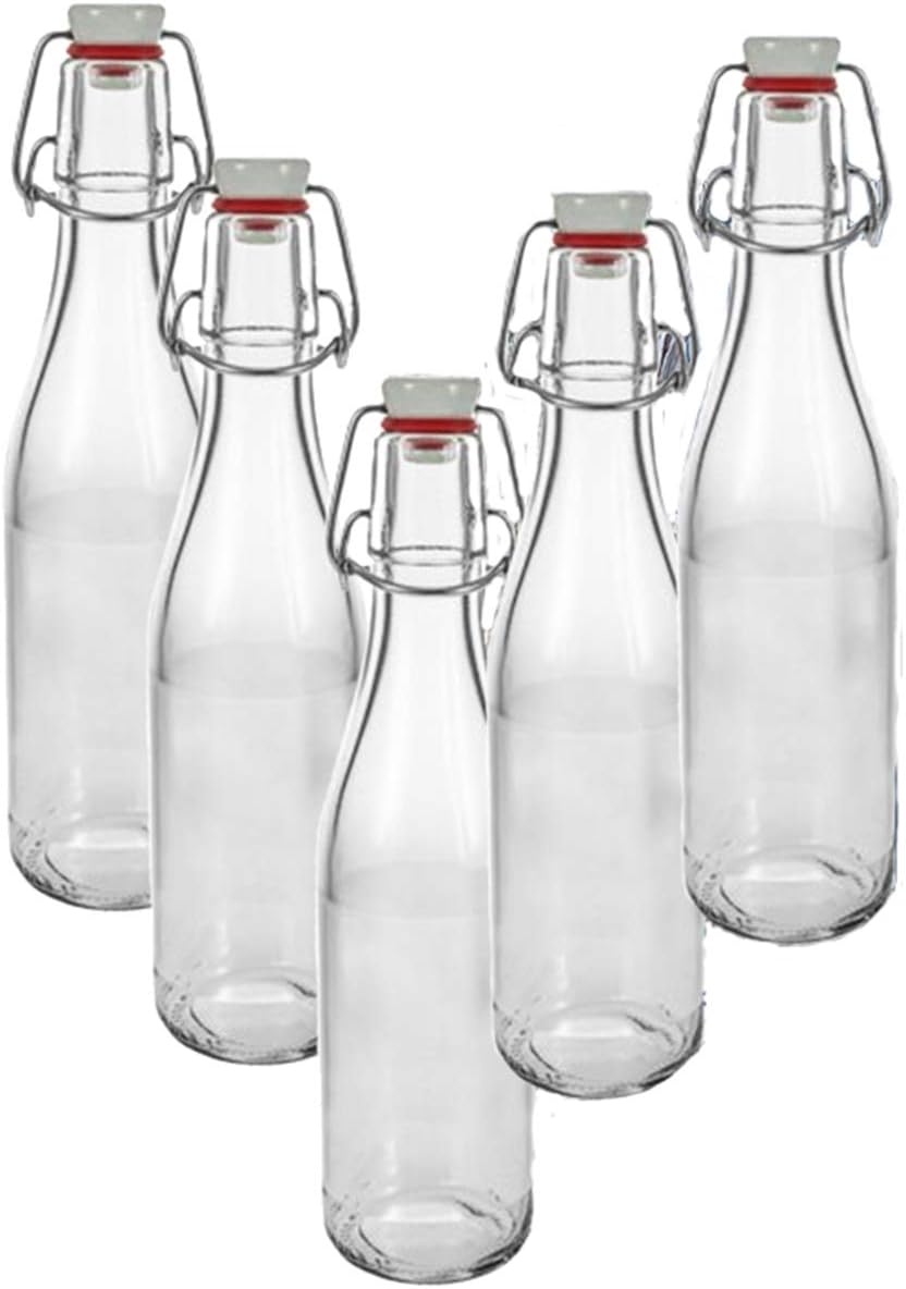 hocz Set of 10 glass bottles, 330 ml, with swing top for self-filling