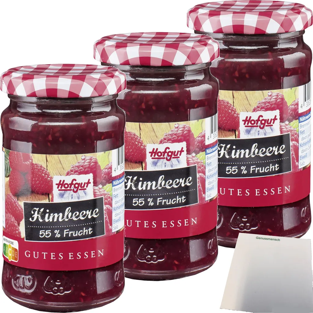 Hofgut Raspberry Fruit Spread 3-pack (3 x 250g jars) + usy Block