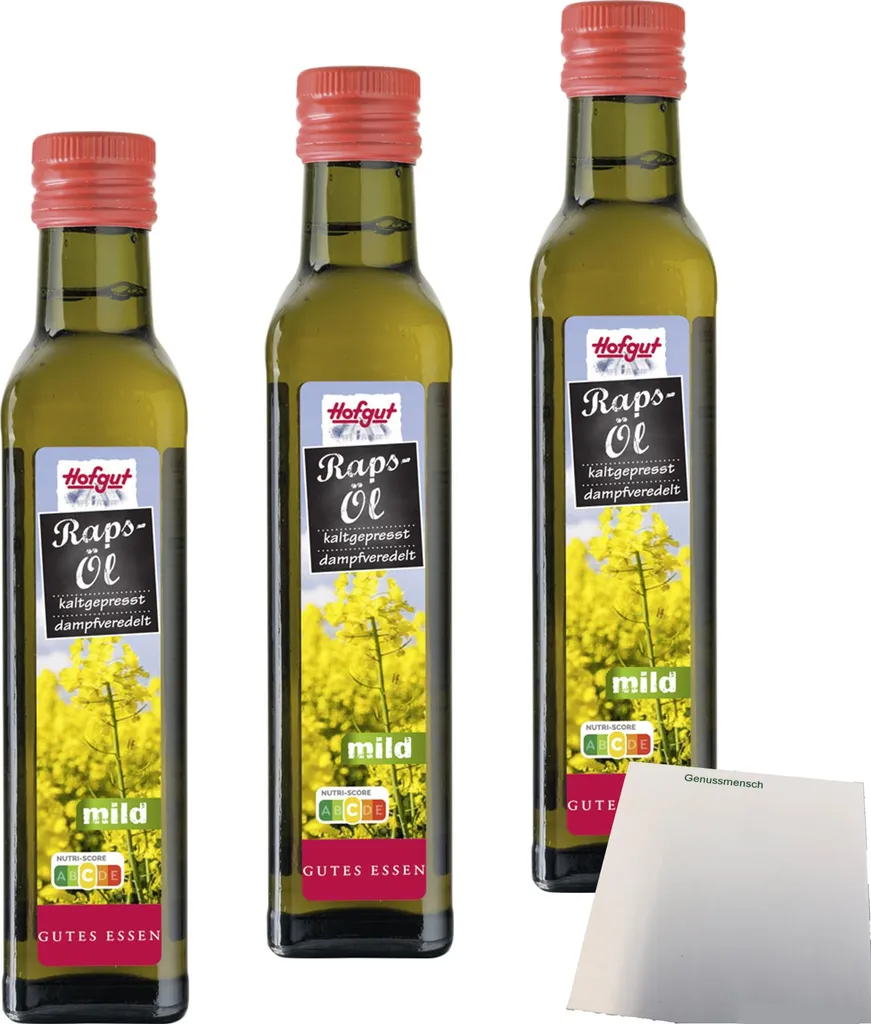 Hofgut mild rapeseed oil 3-pack (3 x 250ml bottles) + usy Block 762g