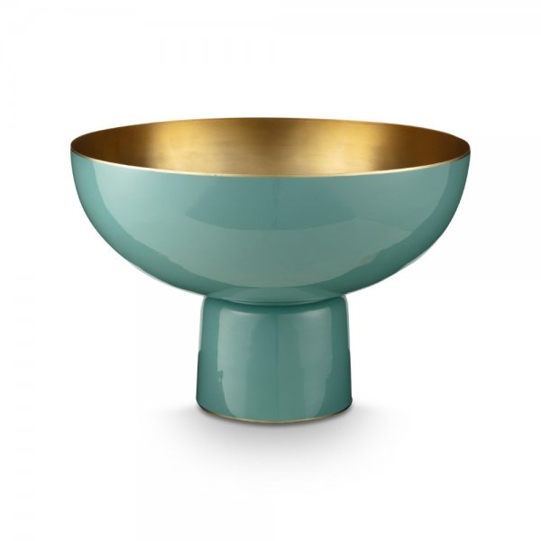 Tall metal bowl, light blue and gold (30cm) by Pip Studio