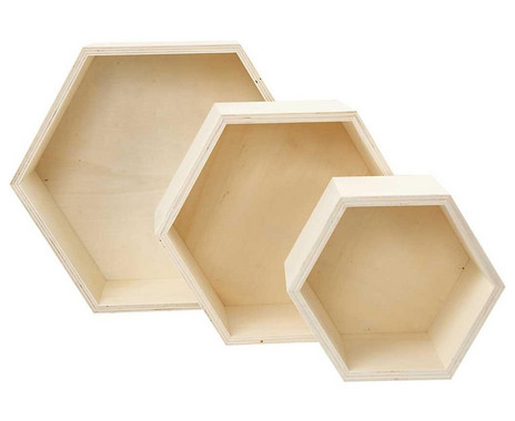 Wooden honeycomb box, set of 3
