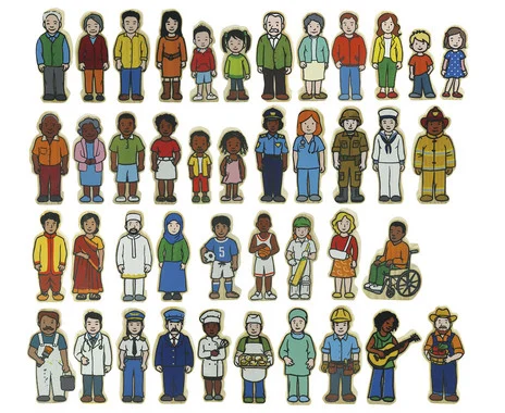 Wooden figures: People among us