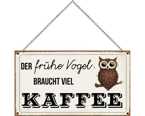 Wooden sign with chain, Early Bird, 23x13 cm