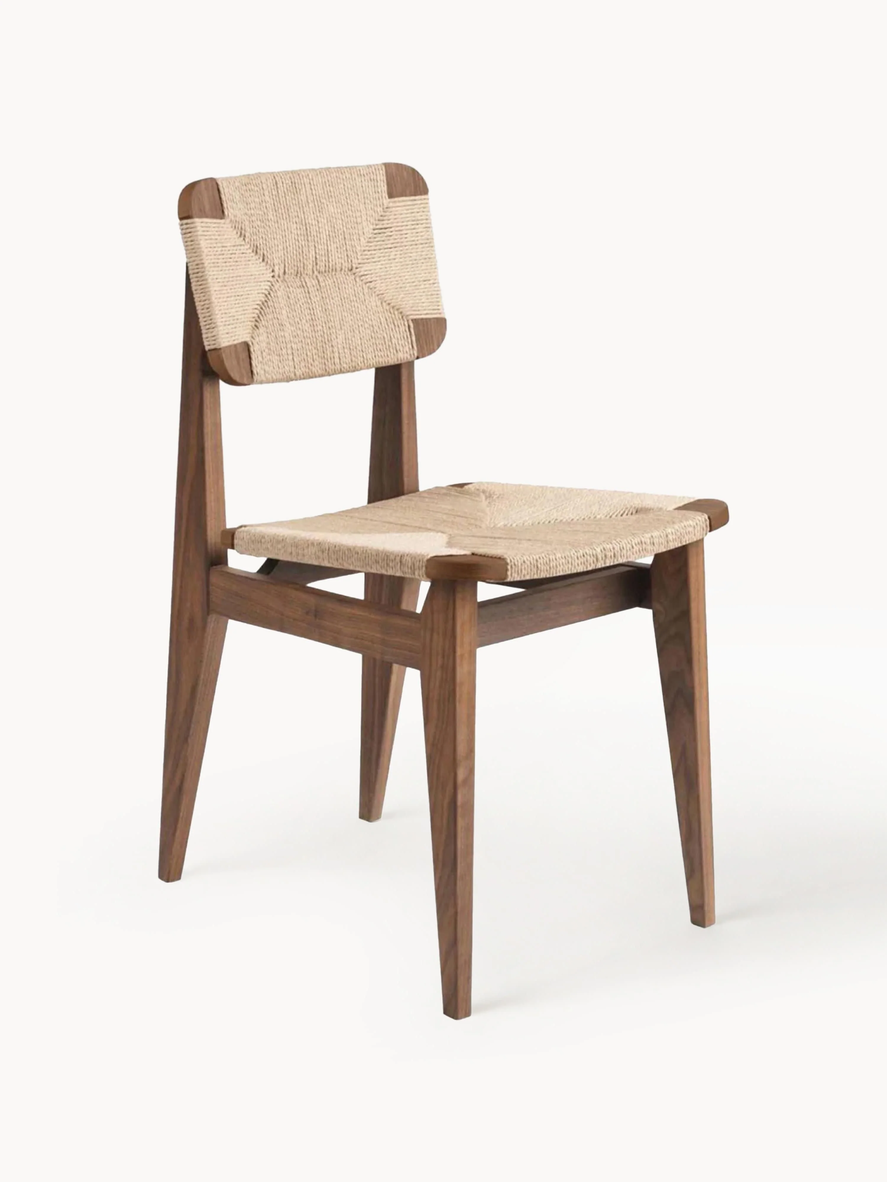 gubi Wooden chair C-Chair made of walnut wood with woven seat