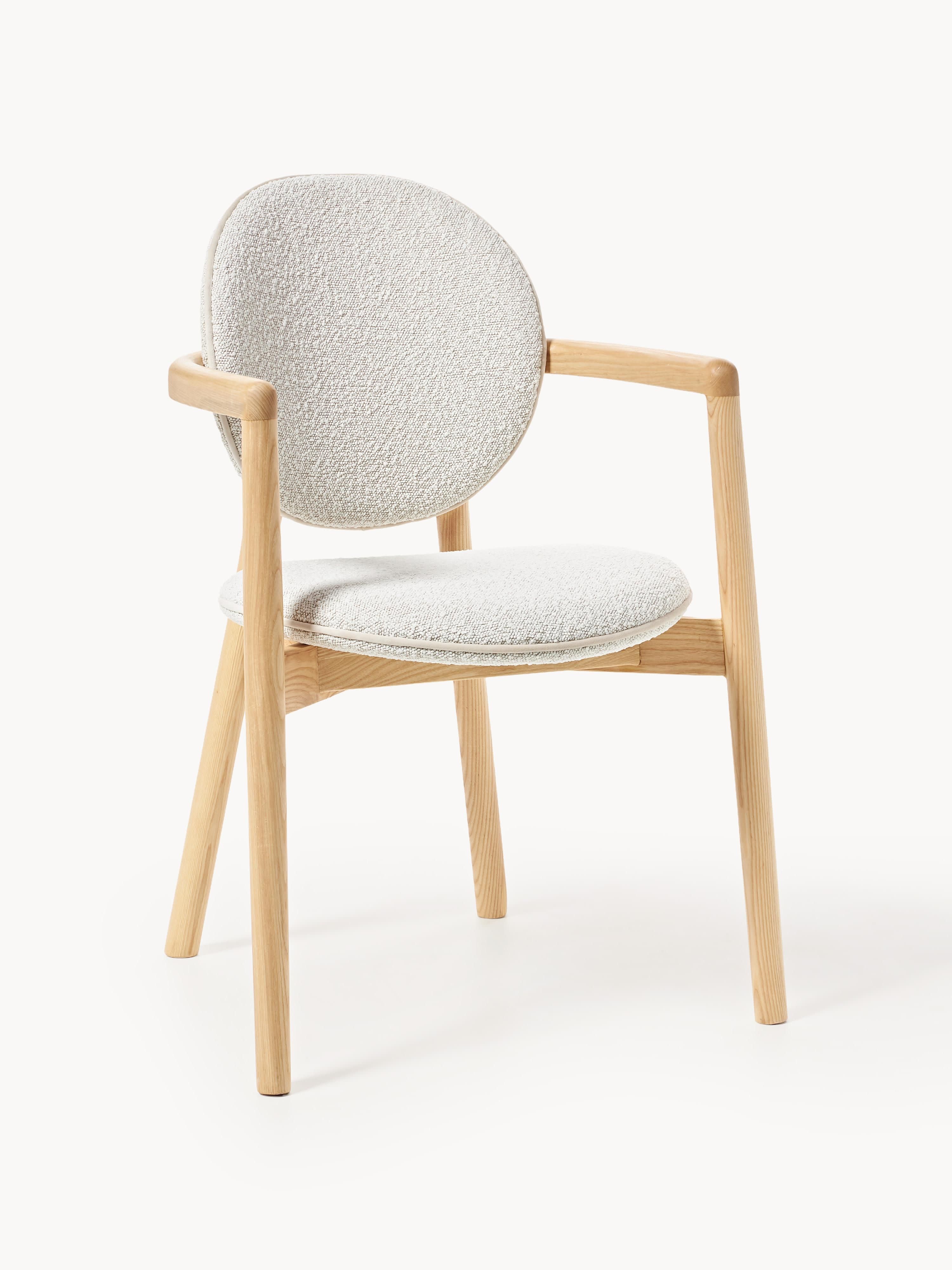 Westwing Collection Maia wooden chair with bouclé upholstery