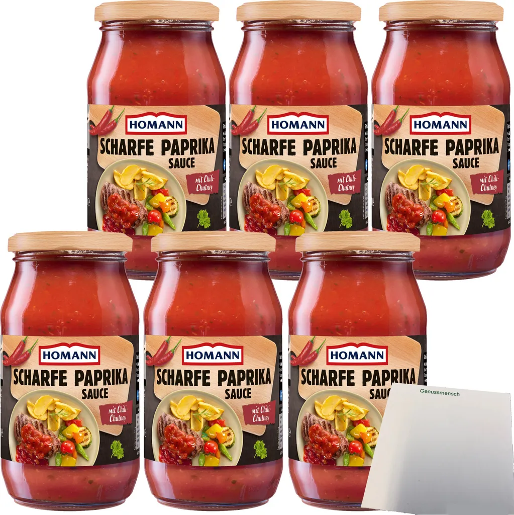 Homann hot paprika sauce really spicy 6-pack (6x400ml jar) + usy block
